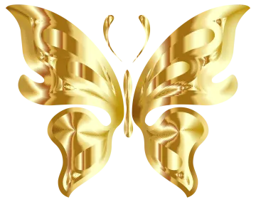 a gold butterfly on a white background