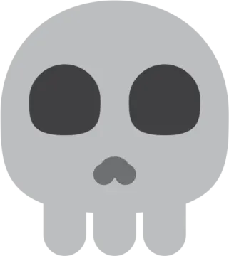 a gray skull with black eyes