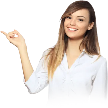 a woman pointing her finger at the camera