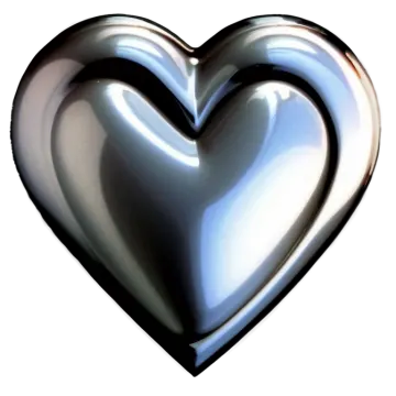 a silver heart on a white background