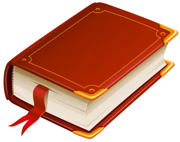 an open book with a red ribbon around it