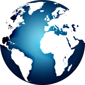 a blue and white globe with the continents