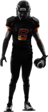 a silhouette of a football player holding a ball