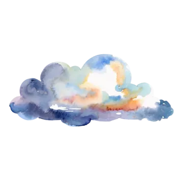 a watercolor painting of clouds on a white background
