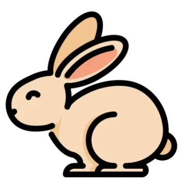 a rabbit sitting down on the ground