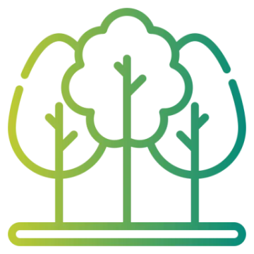 a green tree with three trees in the middle