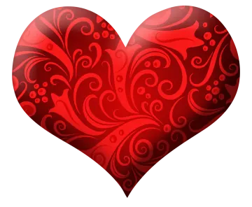 a red heart with swirls on it