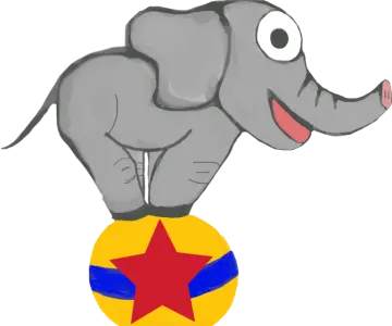 an elephant standing on top of a ball