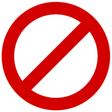 a red prohibition sign on a white background