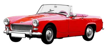 a red classic car on a white background