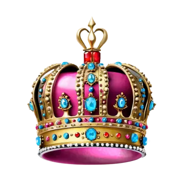 a pink and gold crown with jewels