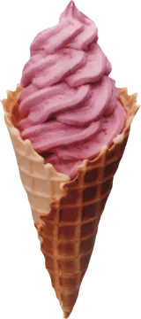a pink ice cream in a cone