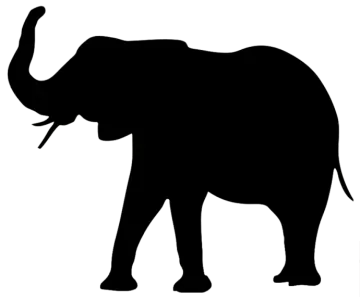 an elephant silhouetted on a white background