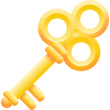 a golden key on a white background