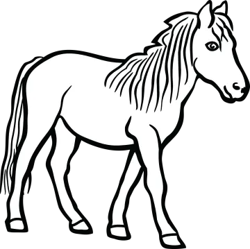 a black and white drawing of a horse