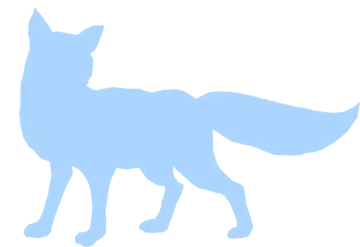 a silhouette of a fox on a white background