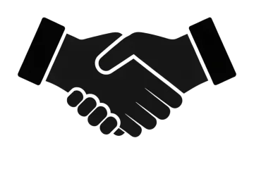 two hands shaking over a white background