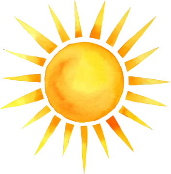 a watercolor sun on a white background