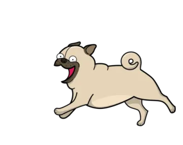 a cartoon dog running with its tongue out