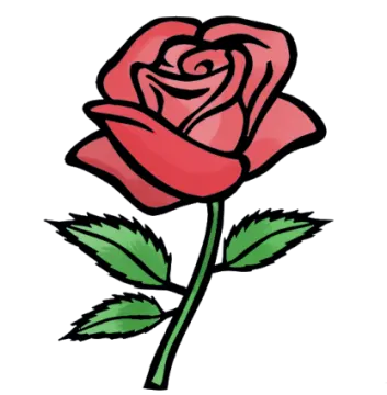 a red rose with green leaves