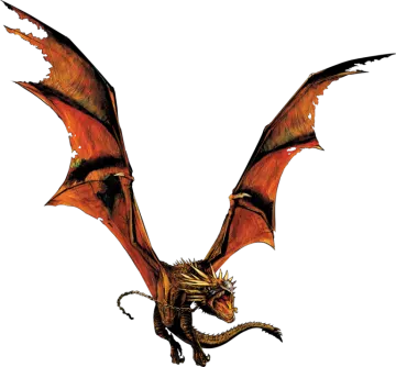 a red dragon flying through the air