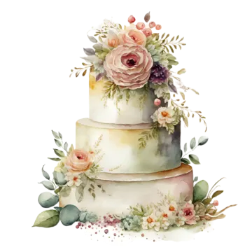 a watercolor painting of a three tier cake