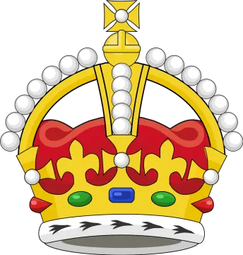 a cartoon crown with red and yellow colors