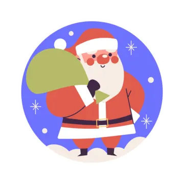 an illustration of santa holding a christmas tree
