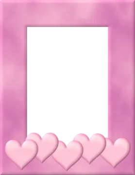 a pink frame with hearts on it