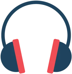 a headset with red and blue headphones