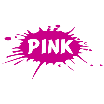 the pink logo on a white background