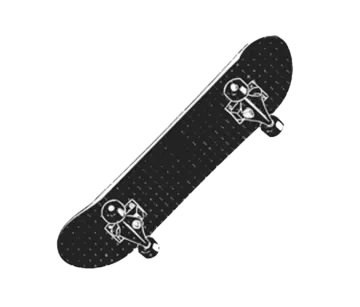 a skateboard with skulls on it