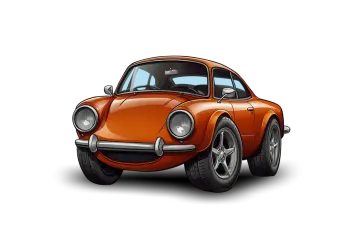 an orange car on a white background