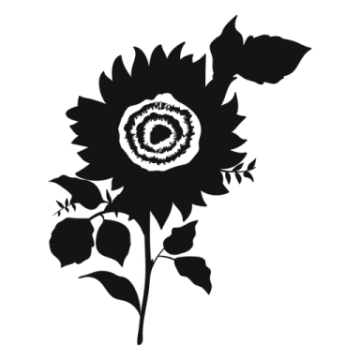 a black and white silhouette of a sunflower