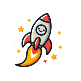 a cartoon rocket with stars around it