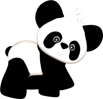 a black and white panda bear on a white background