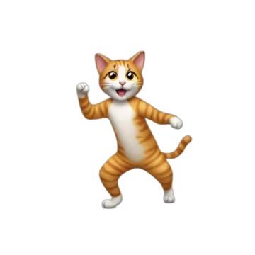 an orange and white cat standing on its hind