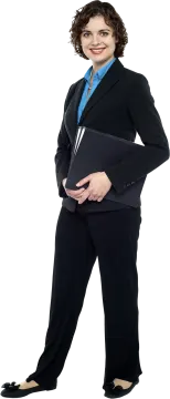 a man in a suit and tie holding a briefcase