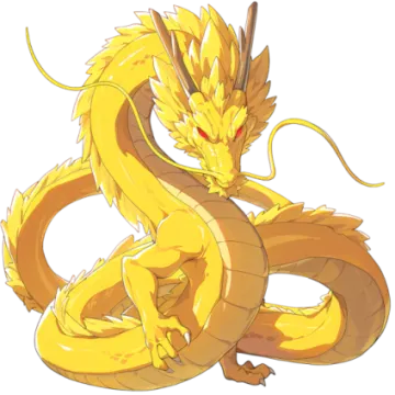 a drawing of a yellow dragon