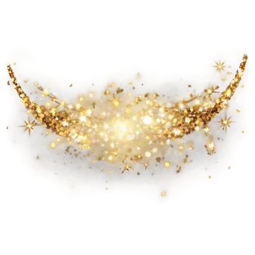 a white background with gold stars and sparkle
