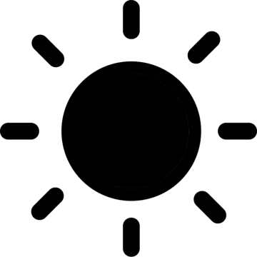 a black and white sun icon