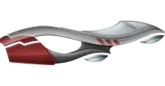 a red and white ribbon on a white background