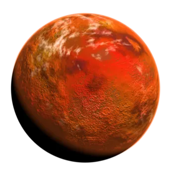 an orange planet with a white background