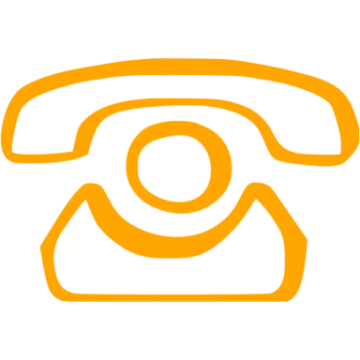 an orange phone icon with a white background