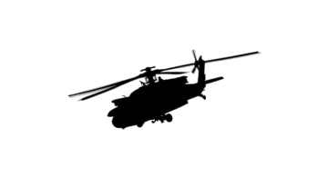 a silhouette of a helicopter flying in the sky