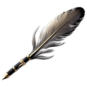 a pen with a feather on it