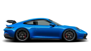 a blue sports car on a white background
