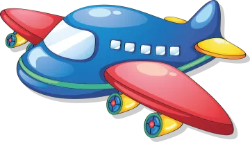 a cartoon airplane flying in the sky