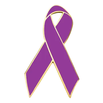 a purple ribbon on a white background