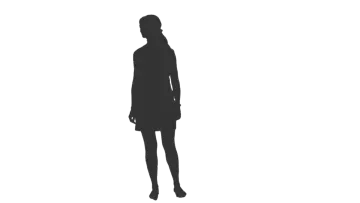 a silhouette of a woman standing on a white background